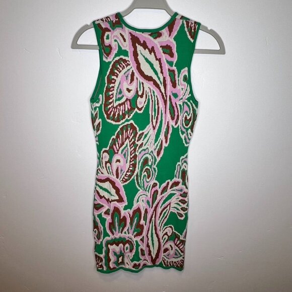 Minkpink Womens Sierra Sleeveless Knit Dress Small Green Pink Floral Pattern NWT - Picture 6 of 7